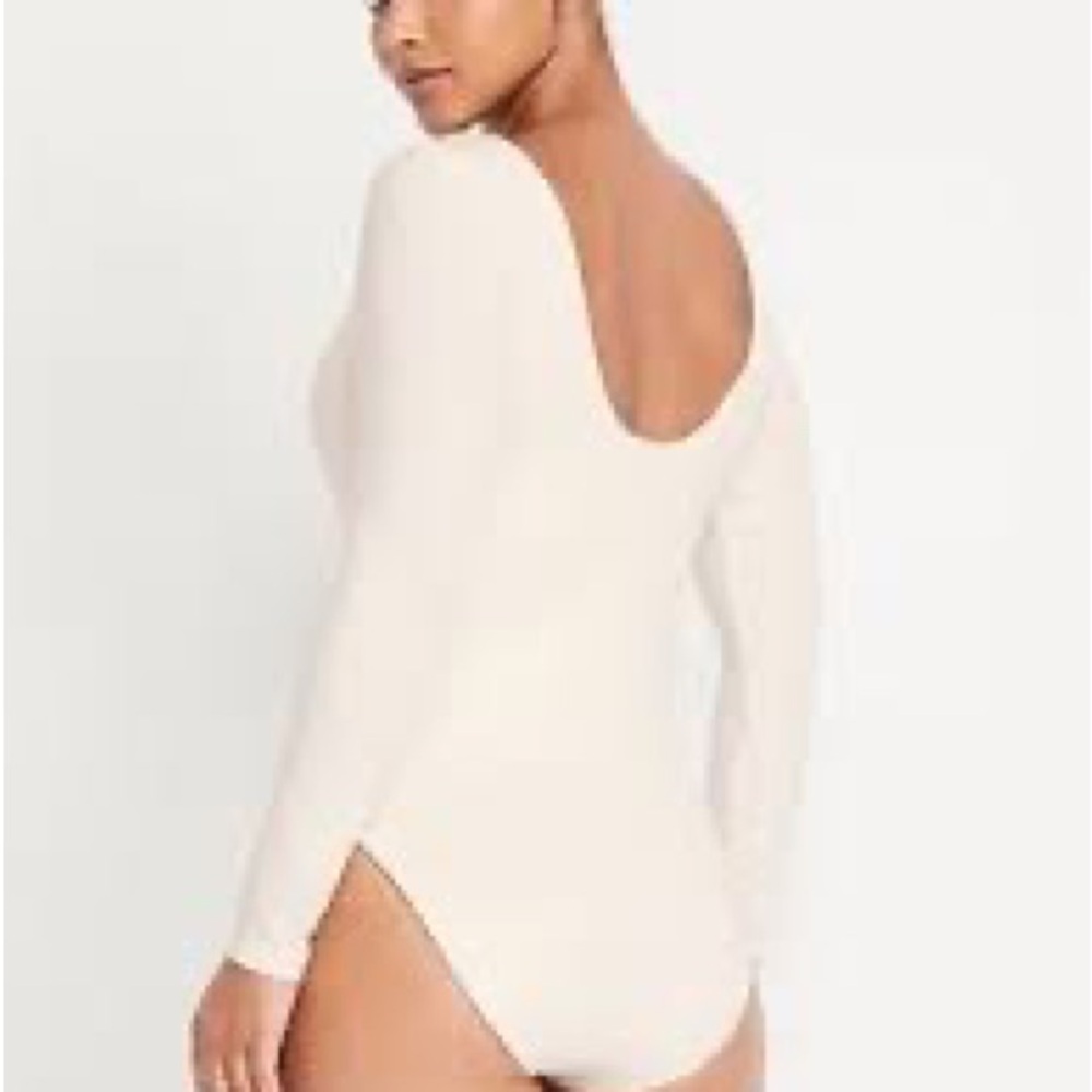 Elegant White Long Sleeve Bodysuit- old navy